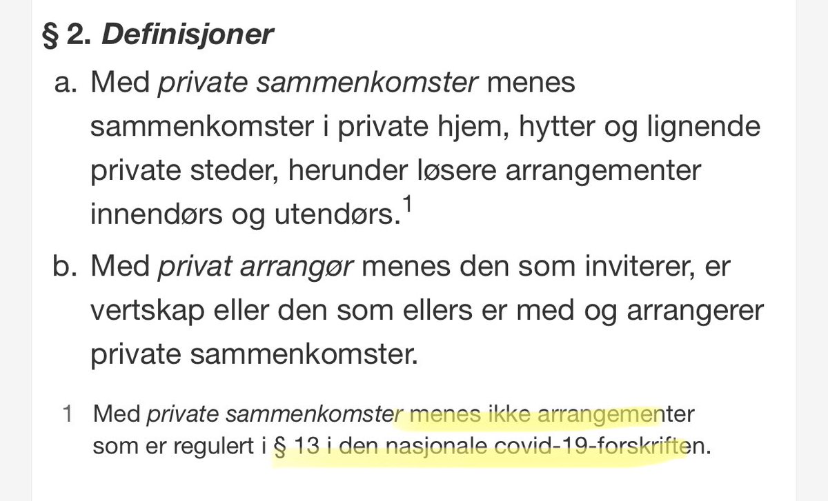 olevival's tweet photo. @HFMarthinussen Synest vel her som at forskriften ikkje omfatter sammenkomster mellom familie, venner og bekjente på offentlig sted, og at ein difor kan møtast utanføre? https://t.co/uedd1gjZZE