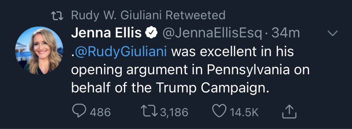During the break, Giuliani opens twitter.