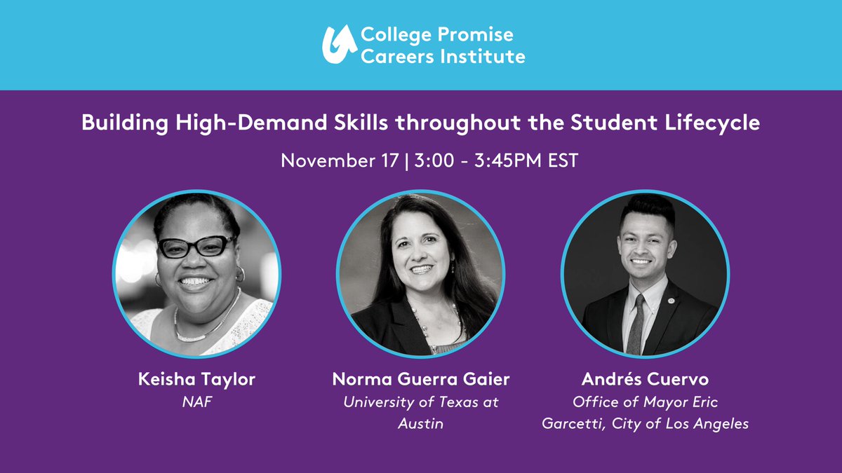 Join Keisha Taylor of <a href="/NAFCareerAcads/">NAF</a> as she facilitates a conversation with <a href="/_andresLA/">Andrés</a> of <a href="/LACPWorks/">LA College Promise Works</a> and <a href="/normagaier/">Norma Guerra Gaier</a> of <a href="/UTAustin/">UT Austin</a> about student supports to ensure that college students are ready for hire.

Watch here: youtu.be/kZlDmRB0pLA
