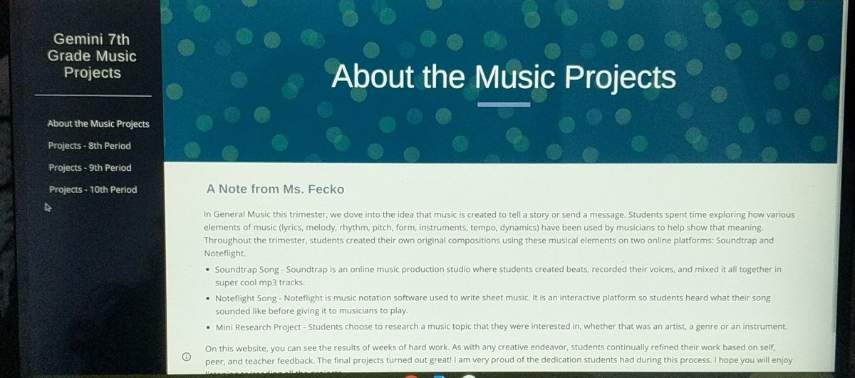 MrsRummelhoff's tweet photo. The 7th grade students in Ms. Fecko's music class composed and published their own songs, and the creativity shown is incredible! Thanks for letting me be a part! 👏👏👏 https://t.co/b5C8tIrzBN https://t.co/l9DR3qGC3p