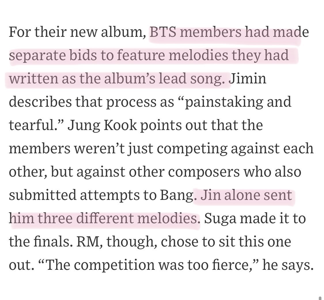 jin alone sent 3 different melodies for BE, a talented king 