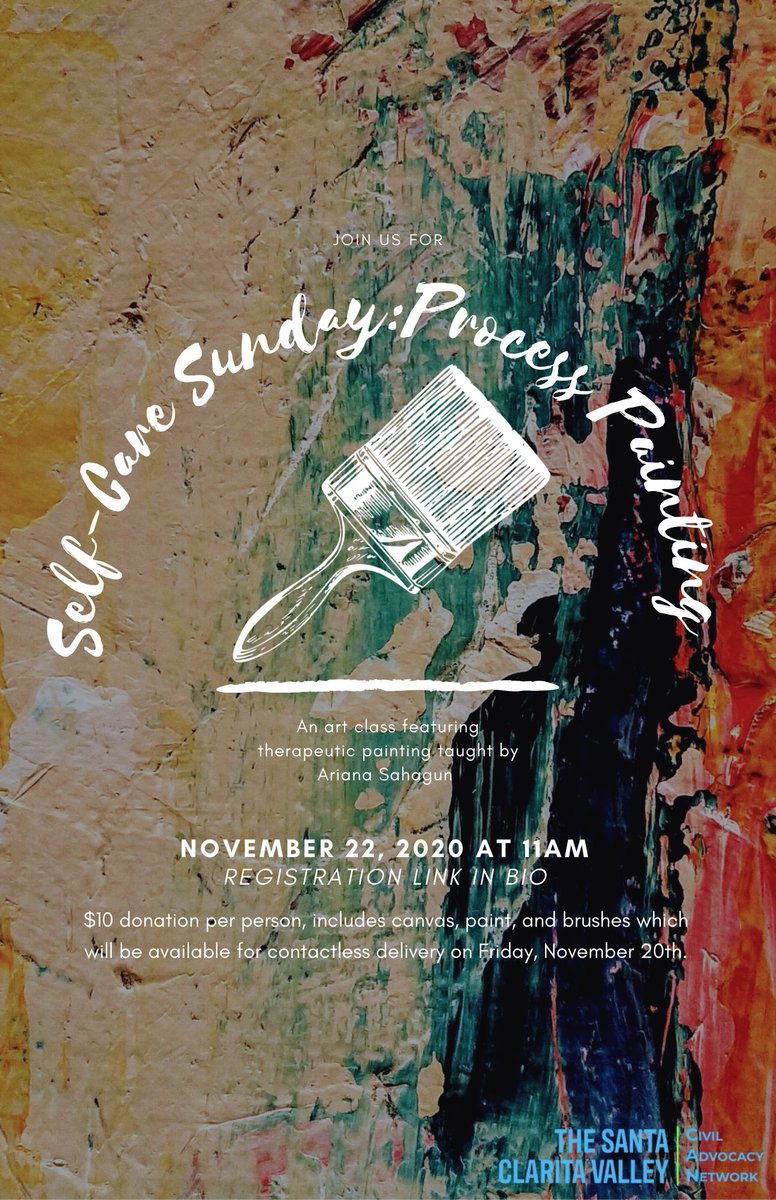 SCVCAN's tweet photo. Join us for therapeutic process painting event this coming Sunday! It will be virtual and art kits will be delivered to your door. Buy your ticket and reach out to confirm your delivery address! LINK IN BIO. #arttherapy #painting #art #nonprofit #fundraiser https://t.co/1SOKOvalvH
