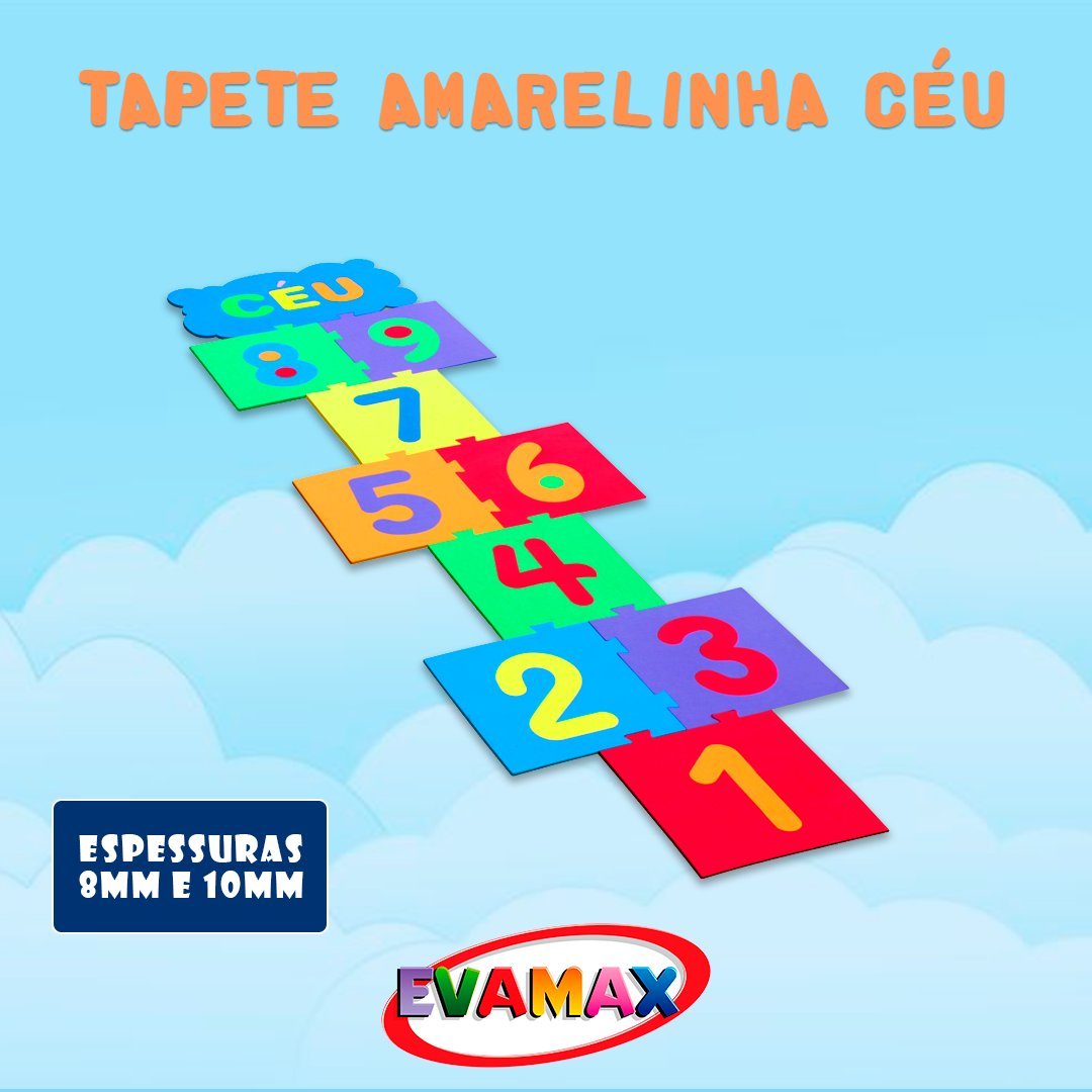 Evamaxevas's tweet photo. Agora pular amarelinha se tornou mais divertido com o tapete de EVA Amarelinha.
Criado para auxiliar na coordenação motora e no desenvolvimento das crianças.
Tenha sempre em seu estoque.
Ligue já ☎ 11 4061-8080
📧 evamax@evamax.com.br

#EVA #evamax #tapeteEVA #tapetes https://t.co/ESEb58NOUP