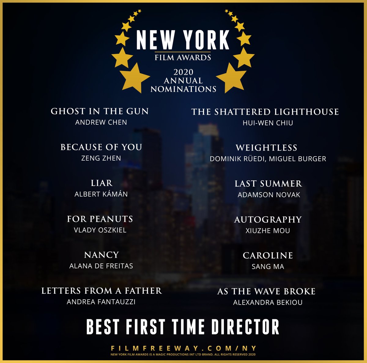andifantauzzi's tweet photo. Thank you to the @nyfilmawards for the 2020 Annual #Nominations for my #film #LettersfromaFather: #BestNarrativeShort and #BestFirstTimeDirector. I'm honored! https://t.co/SwQR1aZ60E