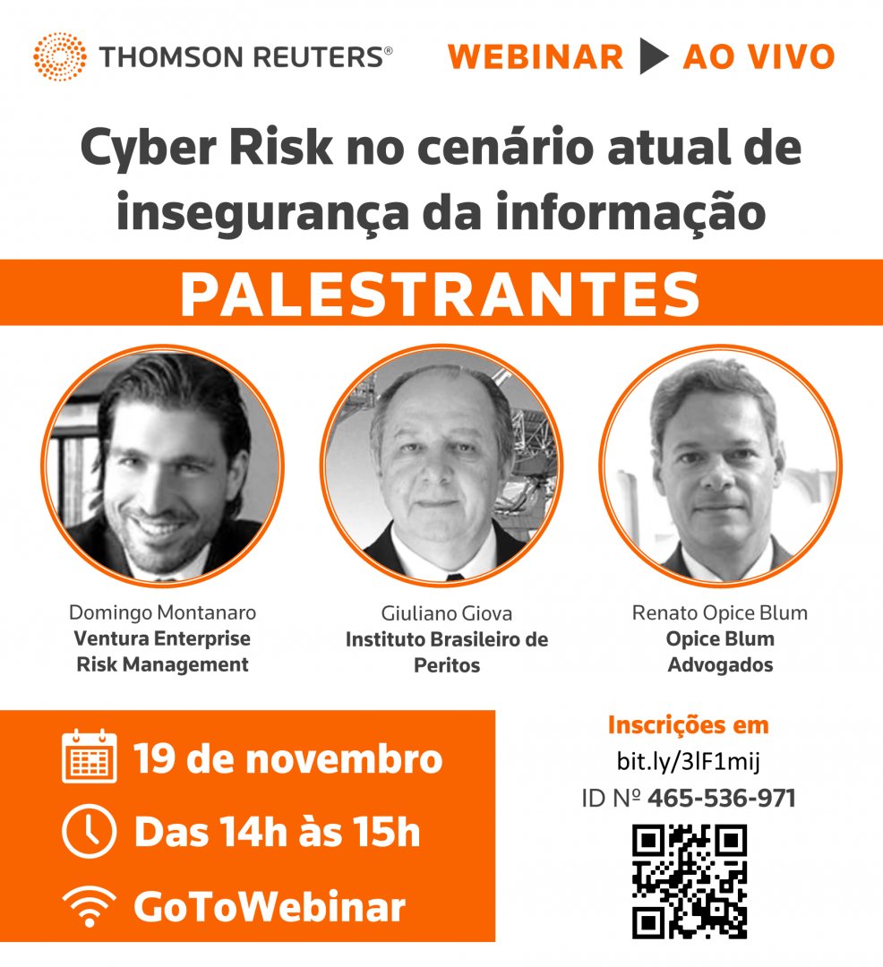 OpiceBlum's tweet photo. Nesta quinta, às 14h, acontece o webinar gratuito "Cyber Risk no cenário atual de insegurança da informação", com @renatoopiceblum, Domingo Montanaro e Giuliano Giova. Inscreva-se: https://t.co/PiwnRGAkKk https://t.co/SDTbZjHoka