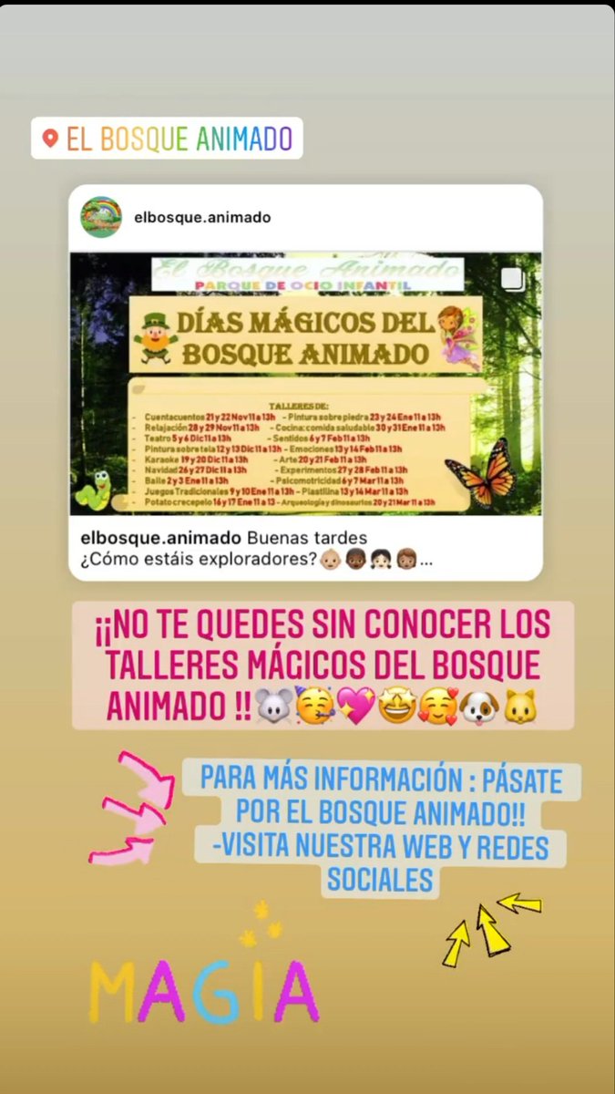 ElBosqueAnimad2's tweet photo. Ven a el bosque animado!🥰.
Contamos con protocolo Covid👋.
#Juegaseguro
#Parquedeocio
#niños https://t.co/7icKPdb8QQ