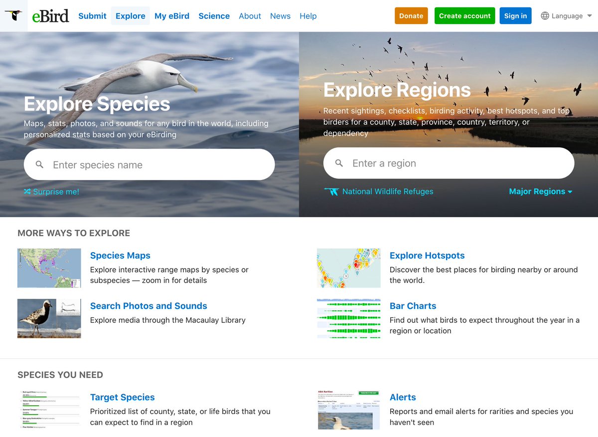 Team_eBird's tweet photo. No trip #eBirdingthroughtime is complete without a look back at the #eBird Explore page over the years. Here are three versions of Explore eBird from 2006, 2010, and today. How do you use eBird data? Share with the hashtag #eBirdLife #birds #birding https://t.co/w6e92LFRoj