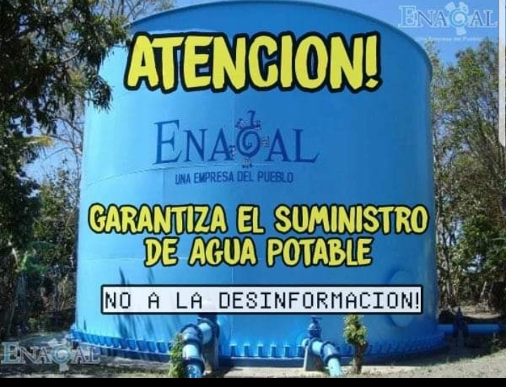 nO ANDEN CREYENDO EN NOTICIAS FALSAS ENACAL Y ENATREL ESTAN GARANTIZANDO LOS SERVICIOS BASICOS DE AGUA Y LUZ.