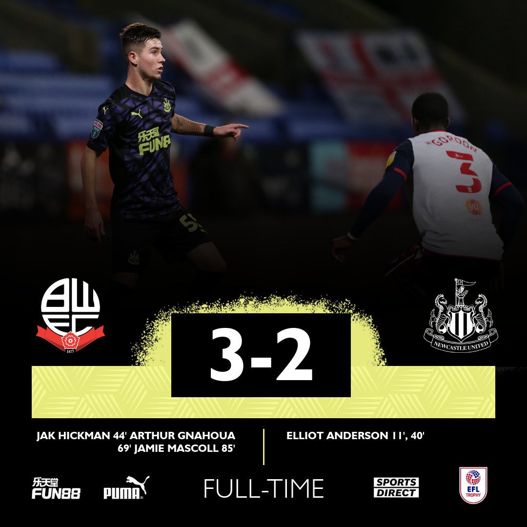 Full-time at the University of Bolton Stadium as our #PapaJohnsTrophy campaign comes to an end. #NUFC