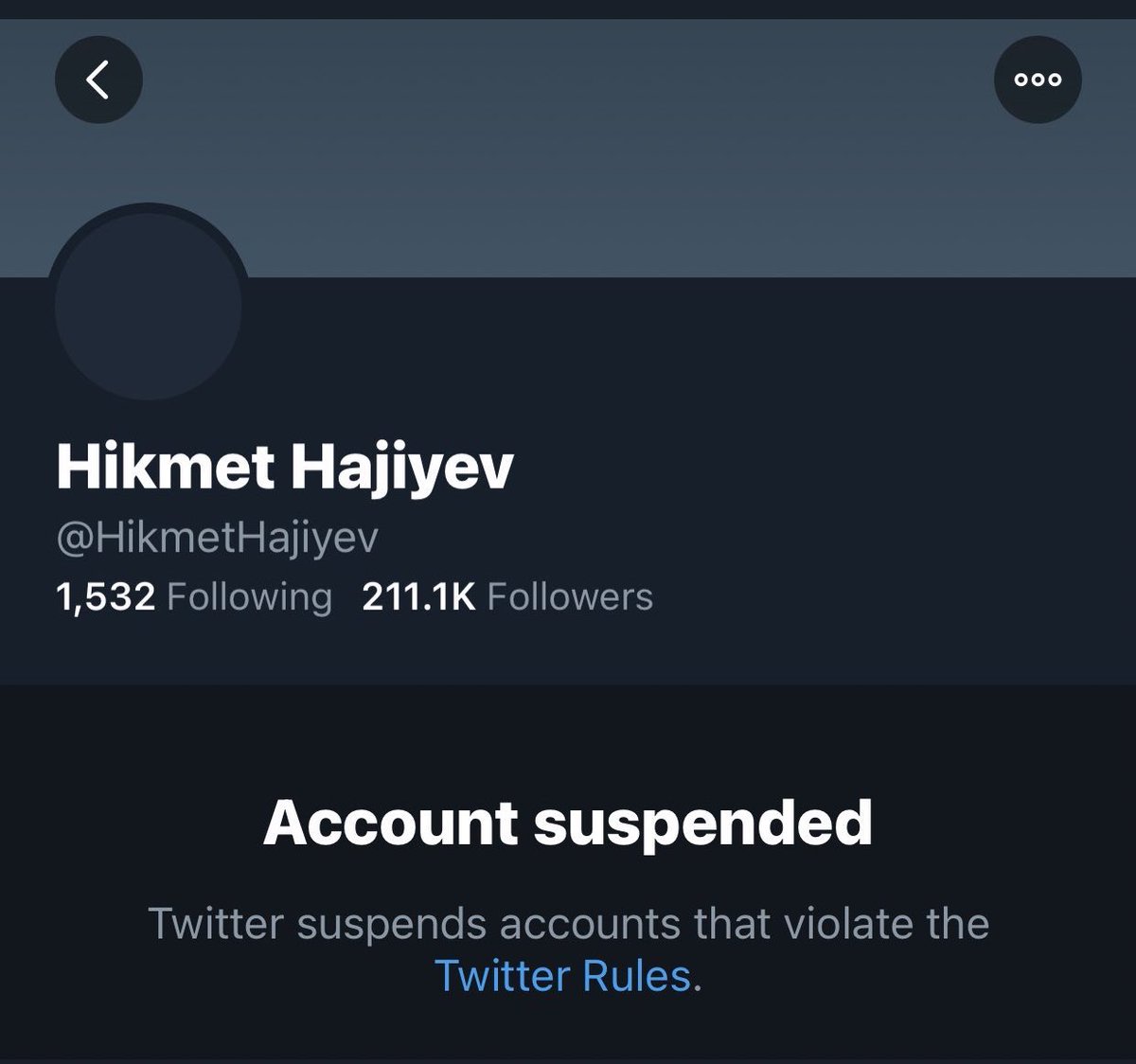Dear <a href="/Twitter/">Twitter</a>Support <a href="/HikmetHajiyev/">Hikmet Hajiyev</a> account belongs to #Azerbaijani Government Official, Assistant of the President of Azerbaijan Republic - Hikmet Hajiyev.
We express our support and demand to restore his account activity as soon as possible. 
#UnblockHikmetHajiyev @Twitter