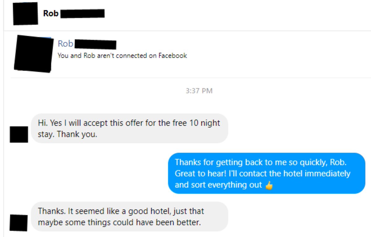 Michael1979's tweet photo. Almost befriended a man on Facebook who was unhappy with his hotel stay but he suddenly talking to me :( https://t.co/5NpQ8gSynz