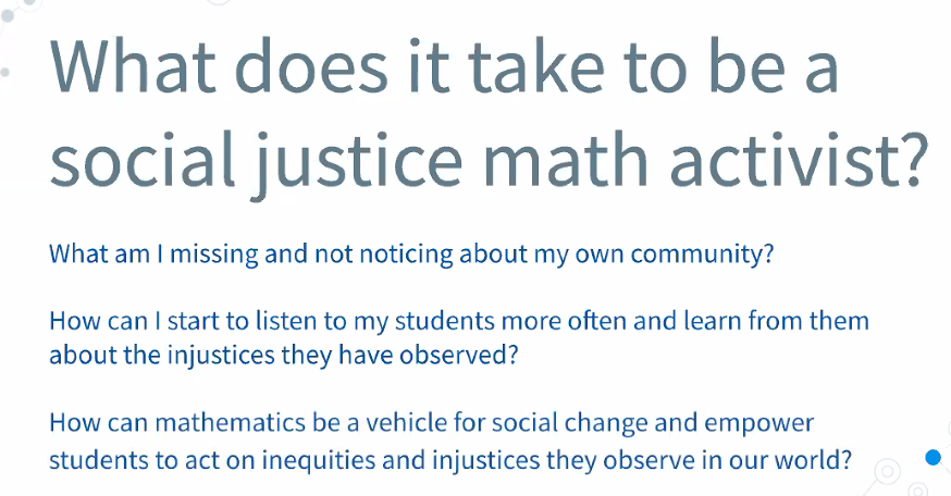 movedtoblusky's tweet photo. What does it take to be a social justice math activists? 
#JUST_Equations
#TODOSLive
#MathEquity
#MathChat https://t.co/QOLXsDKBVc