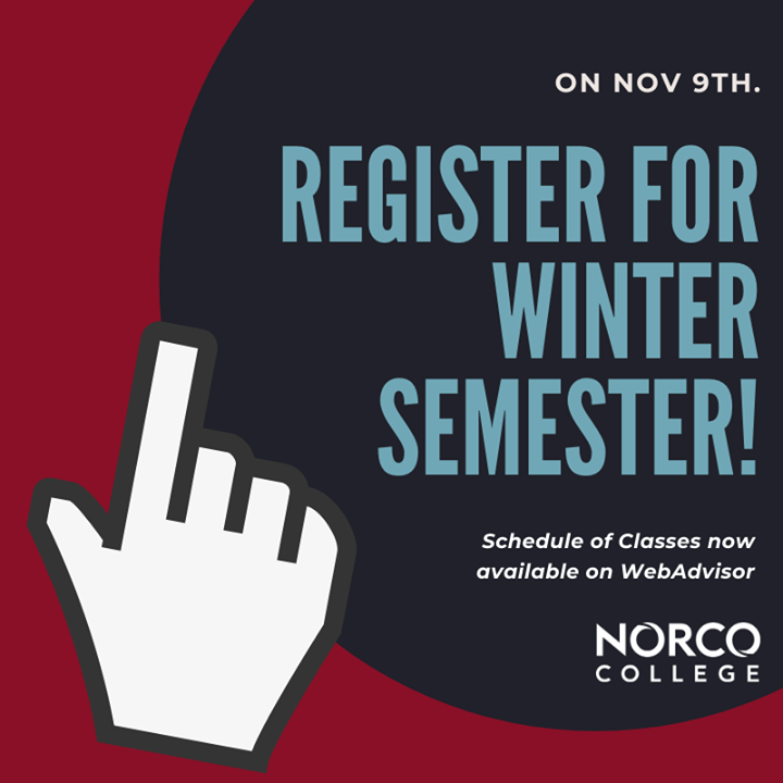 NorcoCollege's tweet photo. Register for classes in the winter term! See the schedule for open classes and register today. https://t.co/uDdAmb7Bf3 #wintersemester https://t.co/AvDcUJXl4l