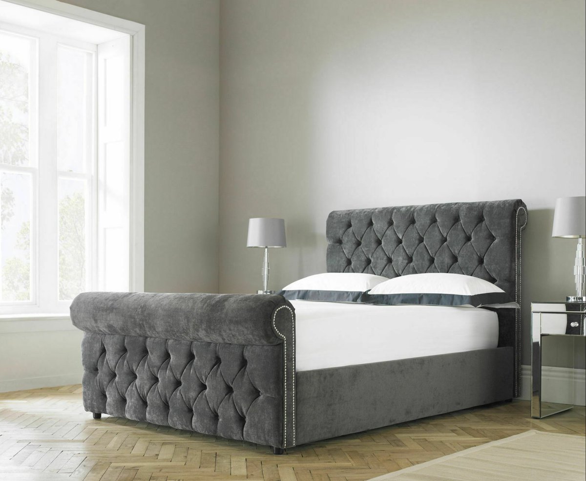 Designer chesterfield bed now in stock, and comes in a range of different fabrics & colours