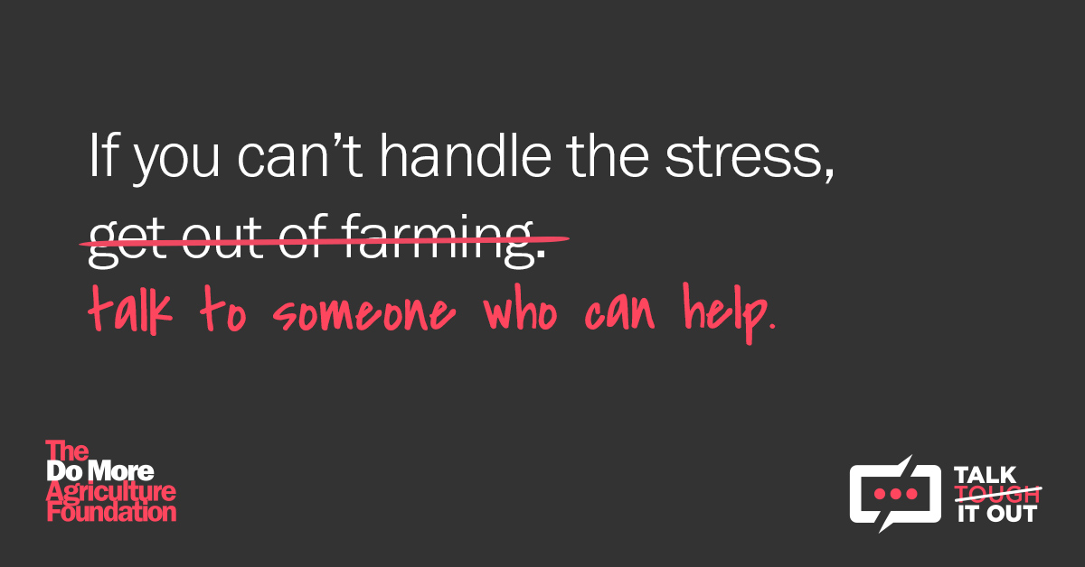 domoreag's tweet photo. At Do More Ag, we're all about changing the conversation around mental health. There's a time to tough it out and there's a time to talk about the things that are holding you back. https://t.co/FtWMYbkYet #MentalHealth #CDNAg https://t.co/0MrjRkhLRq