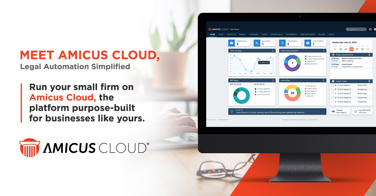 AbacusNext® today announced the launch of Amicus Cloud to bring sophisticated but simple-to-use cloud practice management to law firms worldwide. abacusnext.com/press/abacusne…