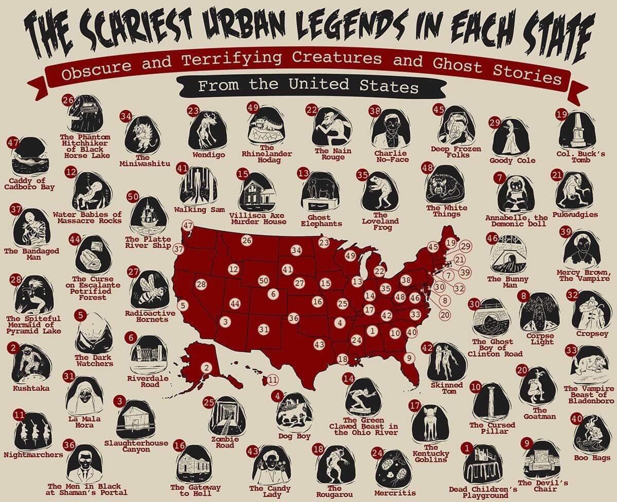 OrianaNichelle's tweet photo. Saw this on Reddit, thought it was cool

Each state’s Urban Legends https://t.co/NaSgQOyI6h