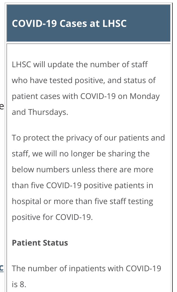 10/n 8 covid patients in 3 hospitals in  #London. London Health Sciences: (Children's Hospital, University Hospital, Victoria Hospital, Byron Family Medical Centre, Victoria Family Medical Centre) #whereiscovid #COVID19  #Coronavirus  #lockdown  #Canada  #COVID19ontario  #onpoli