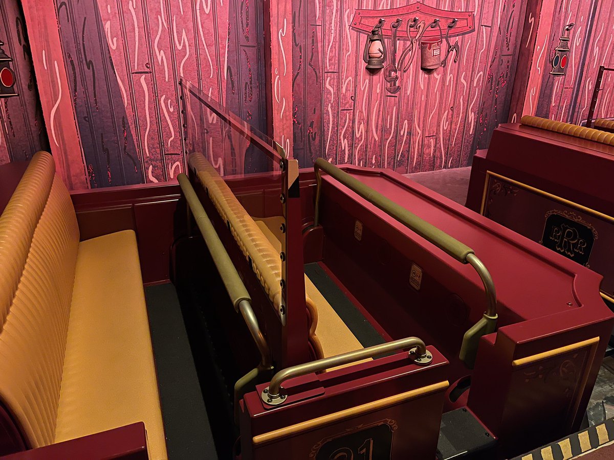 laughingplace's tweet photo. Plexiglass barriers have been added to the Mickey & Minnie’s Runaway Railway cars, returning the attraction to nearly full capacity. #WDW #mouserulesapply https://t.co/CIsCkhUoq0