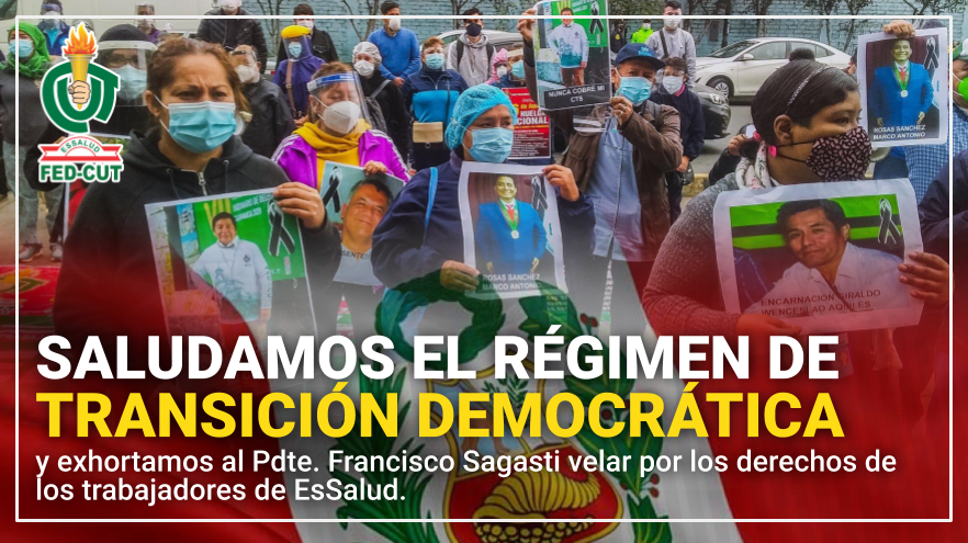 FedCut's tweet photo. Saludamos la designación del congresista Francisco Sagasti como Pdte. del Gobierno de transición democrática. Lo exhortamos a velar por los derechos de los sectores más vulnerables del país, entre ellos, de los trabajadores de EsSalud.📢¡Diálogo social para resolver las demandas! https://t.co/Q3dBZrbXaP