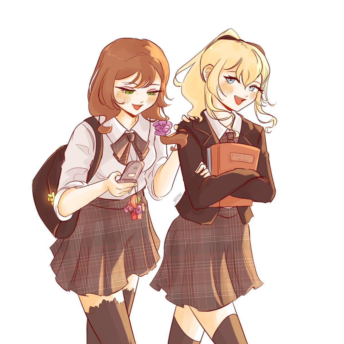 琴|ジン(原神) ,リサ(原神) 「high school au?? seniors jean and lisa;;」|Mac 🐤のイラスト