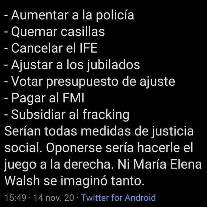 PoliakMartin's tweet photo. Ser de de derecha es votar el presupuesto del FMI
#NoAlPresupuestoDelFMI https://t.co/wzGGFQ3lzS