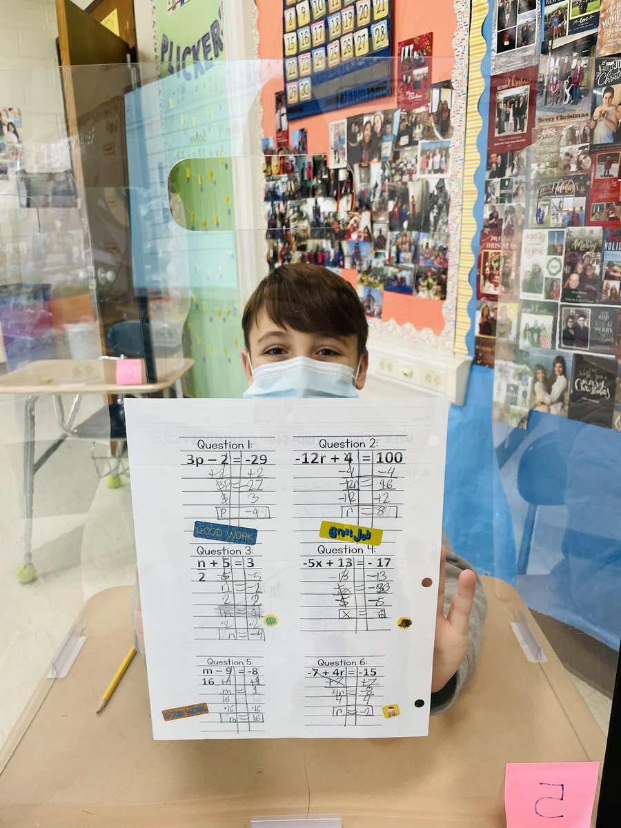 mathismythANG's tweet image. A little sticker goes a long way! I told them to smile with their eyes. 😁Check out their beautiful work solving Two-Step Equations ☺️ #proudteacher