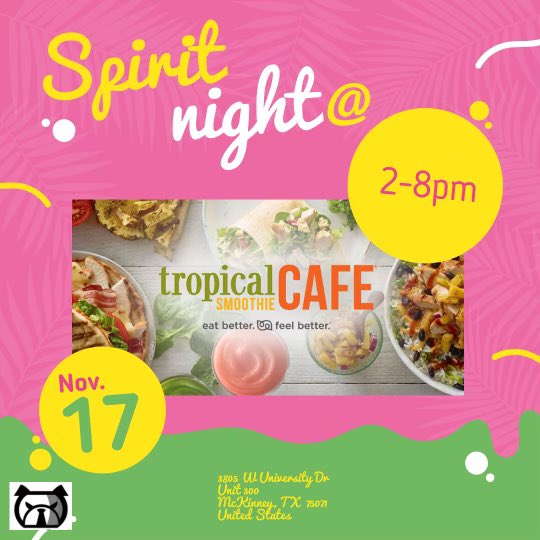 Drama Dawgs! Go to Tropical Smoothie Cafe today to support our theatre department<3