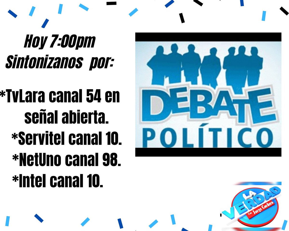 verdad_jorge's tweet photo. Estaremos en vivo. 
Hoy 7:00pm 
Más debate en su programa: La Verdad con Jorge Cordero.
Continuamos mostrándole cada propuesta de los candidatos y candidatas, de esta contienda electoral #6DIC, en esta ocasión la invitada es la Candidata Erika Sarmiento @ErikaSa70278024 https://t.co/PnErUhzRPi