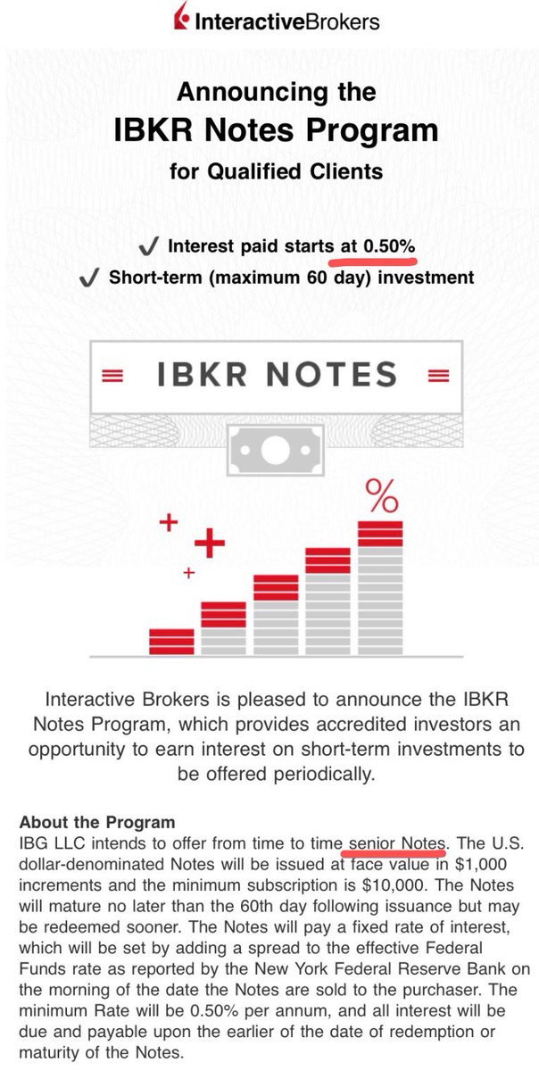 WangDangYang's tweet photo. A huge step for @IBKR offering private senior notes in its pre-qualified brokerage accounts. In a 0 commission 0 yield environment, brokers are either trying to be acting like a bank or on the way of becoming a bank 😂 https://t.co/cvTBBfuqdZ
