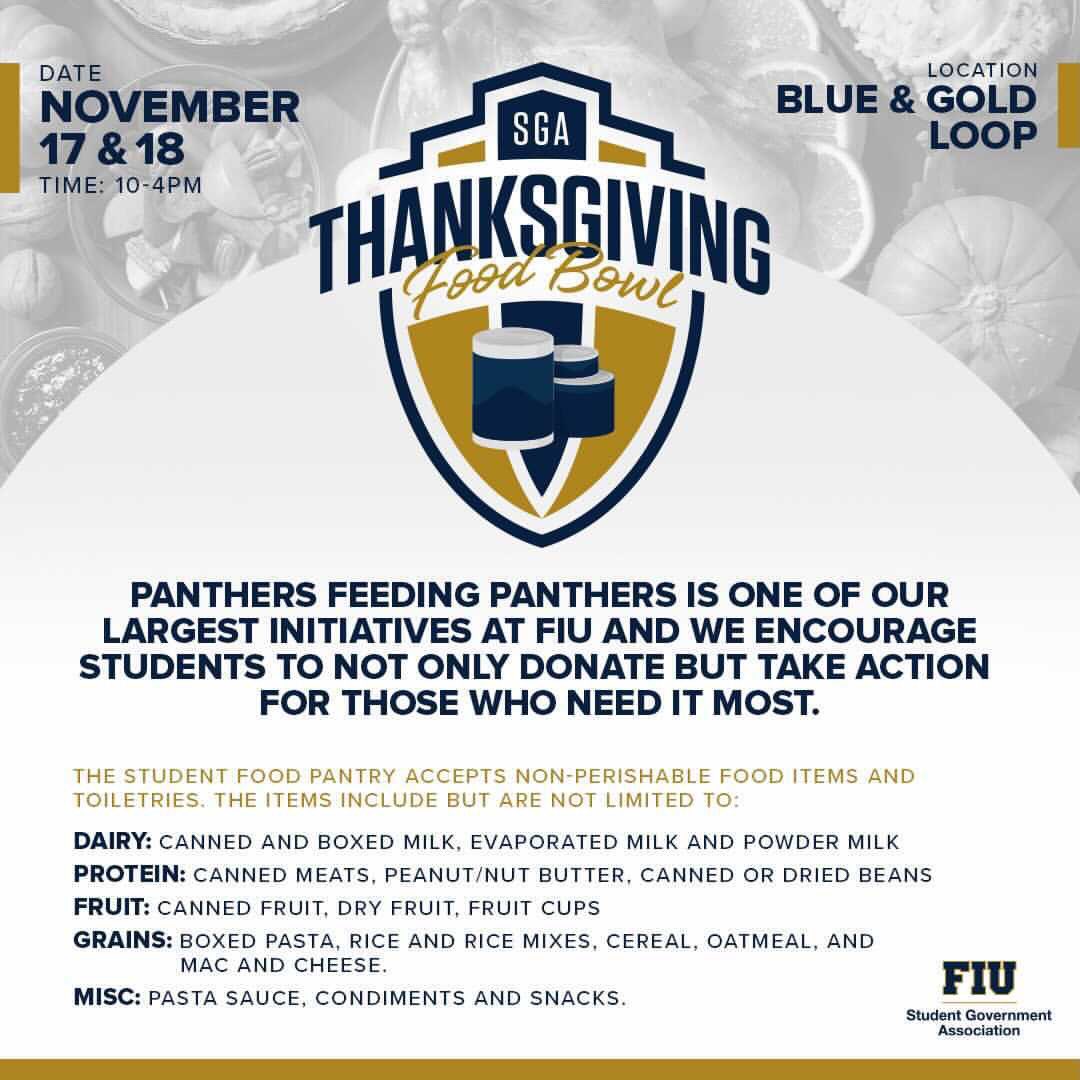 FIUCLS's tweet photo. Thank you to @FIUSGA for this initiative! You still have time to drop off your canned goods in benefit of the #StudentFoodPantry. #FIU https://t.co/xuloL24S52