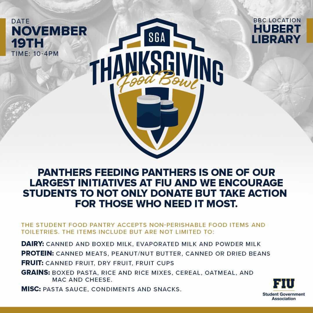 FIUCLS's tweet photo. Thank you to @FIUSGA for this initiative! You still have time to drop off your canned goods in benefit of the #StudentFoodPantry. #FIU https://t.co/xuloL24S52