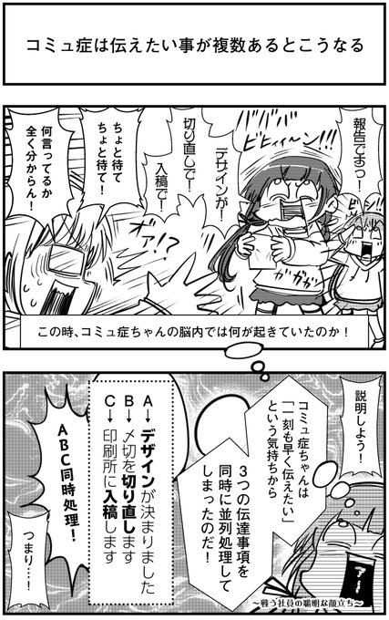 「コミュ症は伝えたい事が複数あるとこうなる」
って漫画を描きました

#コミュ症人間 #漫画 #4コマ漫画 #漫画が読めるハッシュタグ 