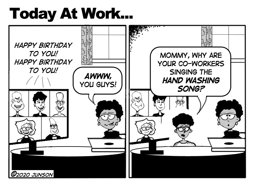junson's tweet photo. My new cartoon for the Employee Experience and Engagement network.  #EmployeeExperienceAndEngagementNetwork #HappyBirthday #HandWashingSong #WorkingFromHome https://t.co/RpuWs7GmdF