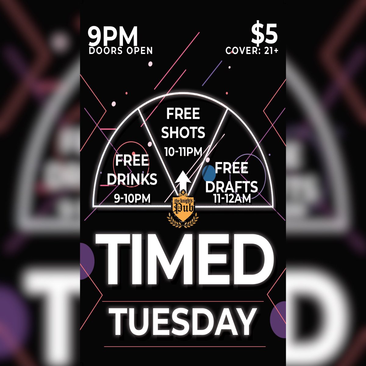 KnightsPub's tweet photo. The clock just struck 9, it’s time to get this drinking thing started 🥳🍻
#Publife https://t.co/EESGpe4hyn