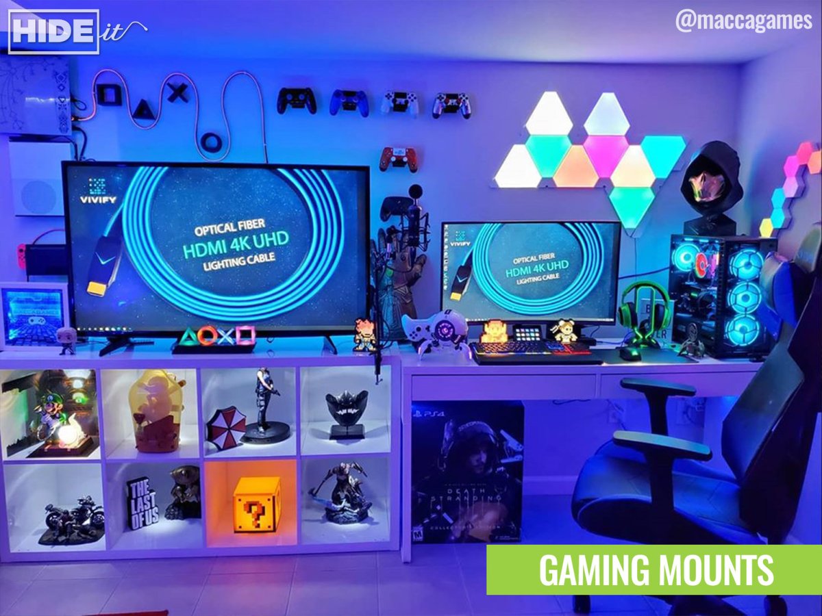 HIDEitMounts's tweet photo. Erik is one of the newest #HIDEitRep's! He has every essential a gamer might need with this impressive game room! 🎮 "I really love this💚You guys made my game room more practical + organized"

⚒️: @hideitgaming Mounts for PS4 + Xbox + Switch + 🎮
📷: @maccagames 🏠: Connecticut https://t.co/6I1z6jitfv