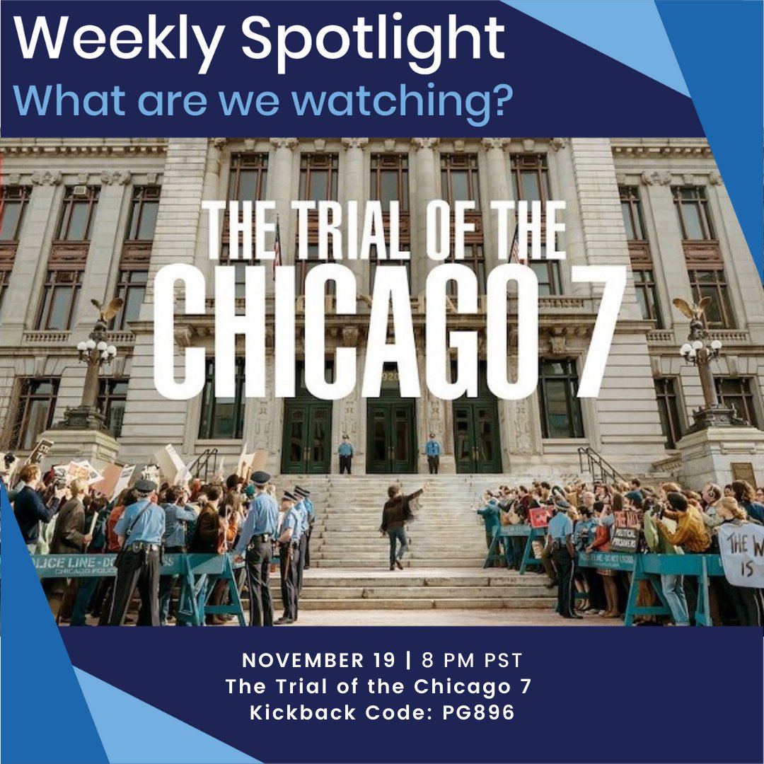 thepotato_tv's tweet photo. For our weekly movie night this Thursday, we are going to hold two movie kickbacks. One for The Nice Guys at 8:00 PM EST (kickback code: PG896). One for The Trial of the Chicago 7 at 8:00 PM PST (kickback code: R6SL7) Join us for a virtual movie night with friends on 11/19! https://t.co/MCEeSDUQCJ