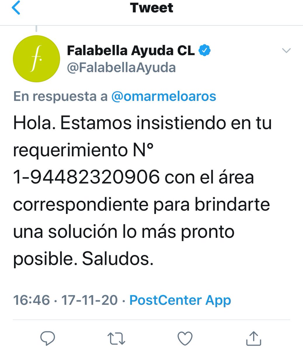 omarmeloaros's tweet photo. Casi todos los días, desde septiembre me llega este mensaje cuando pido respuestas...@sernac esto es un robo, acá ayuden y investiguen y somos miles ,y  no gasten tiempo y $$ en perseguir a ⁦@felicesforrados⁩
⁦@FalabellaAyuda⁩ ⁦@CMRchile⁩ #FalabellaTeRoba https://t.co/gNyqbpJSHd