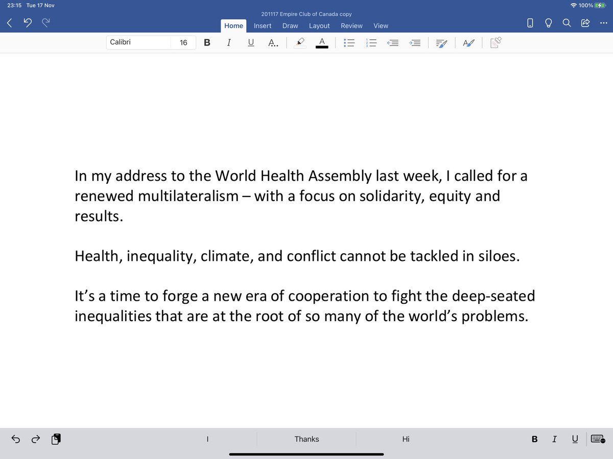 Dr. Peter A Singer, OC (@PeterASinger) on Twitter photo 17/11/2020 22:18:54 A call to action from @DrTedros in his speech @Empire_Club A call to action from @DrTedros in his speech @Empire_Club