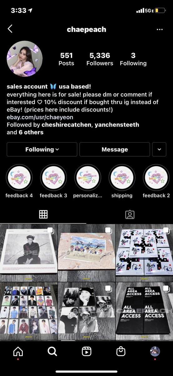 2. chaepeach (instagram)pros:- has many different signed albums from diff groups- good amount of positive feedback- sells other rare items like polaroidscons:- tends to put items for bid or qyop- fixed price is usually expensive- has quite a few negative reviews as well