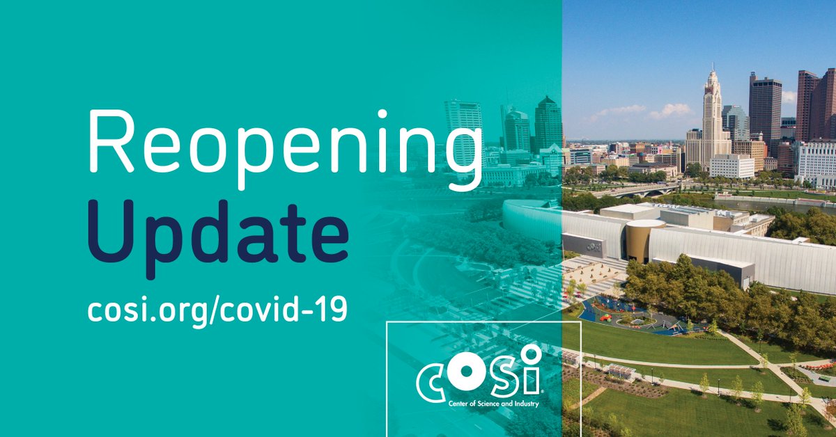 COSI's tweet photo. After careful consideration of the current COVID-19 situation in Franklin County, COSI has made the very difficult decision to again delay its planned reopening. For more information, visit https://t.co/ya2Fps9Qor. https://t.co/24xy8iDSrl