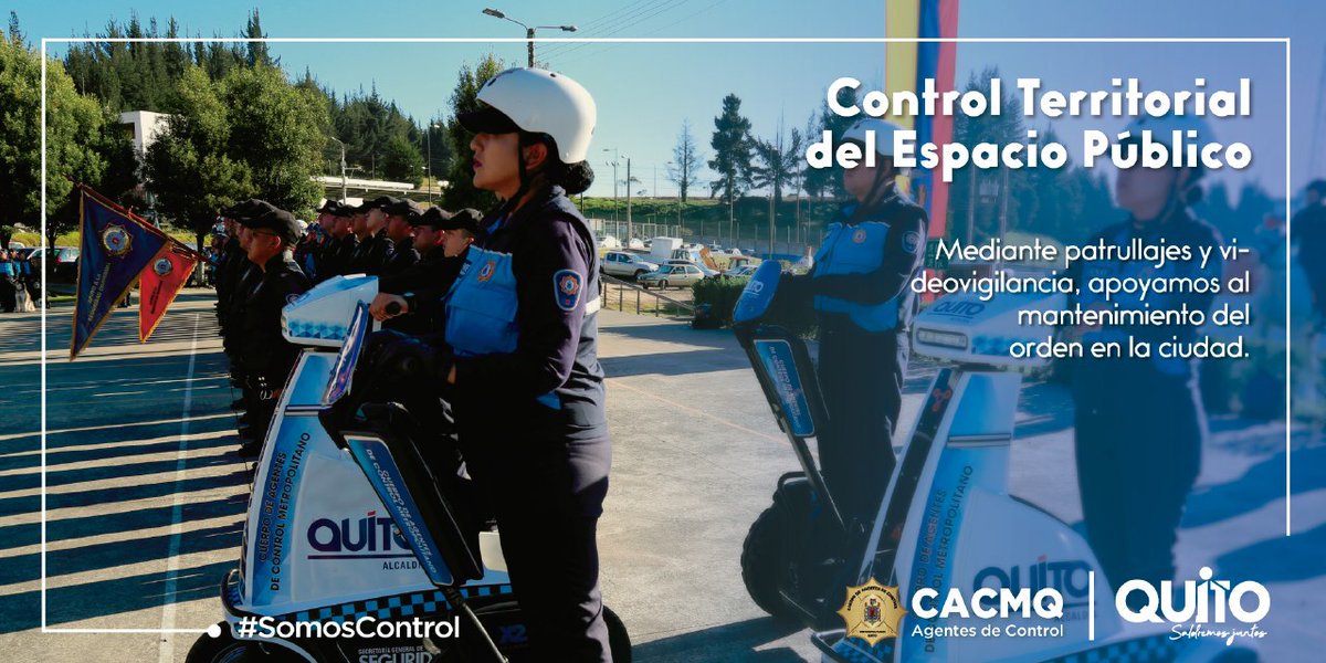 agentesdequito's tweet image. Vigilamos el espacio público del DMQ con el fin de mantener una ciudad ordenada en beneficio de sus habitantes y visitantes.
¡Somos el Cuerpo de Agentes de Control Metropolitano de Quito!
#SomosControl 
#ElOrgullodeServirAMiCiudad
