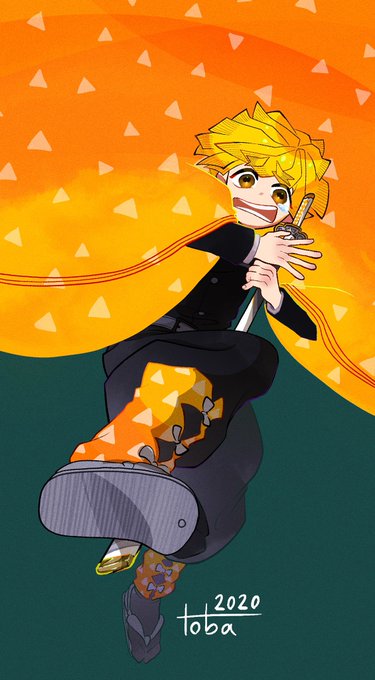 とばりごさんがTwitterに投稿した我妻善逸(鬼滅の刃)のイラスト。