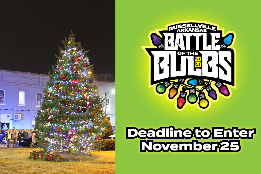 Let's make the season Merry and BRIGHT! We're still taking residential and commercial competitors for Battle of the Bulbs! Winners will be announced at the Downtown Holiday Glow on December 4. Sign up at russellvillechamber.com/events/battle-…!