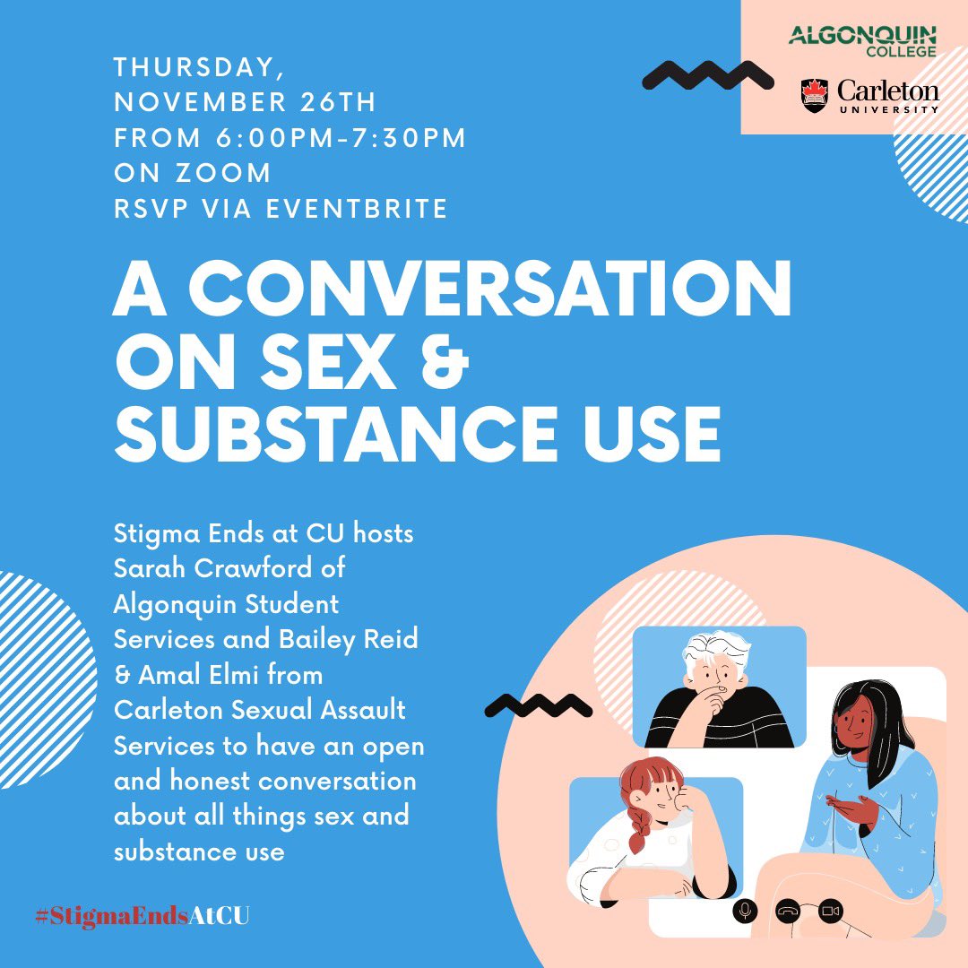 Baileymariereid's tweet photo. Looking forward to this @StigmaEndsAtCU event on sex and substance use with @CUSASC and @AlgonquinColleg! #StigmaEndsAtCU https://t.co/MV3gMQIfay