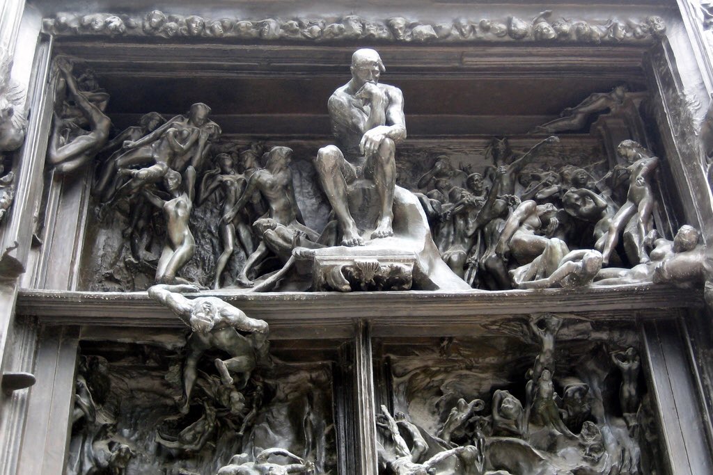 In 1880 he worked at the Sèvres porcelain factory which appealed to his taste for 18th C work. He won the competition to design the portal which resulted in the astounding Gates of Hell (1880-1917) & The Call to Arms (1879)