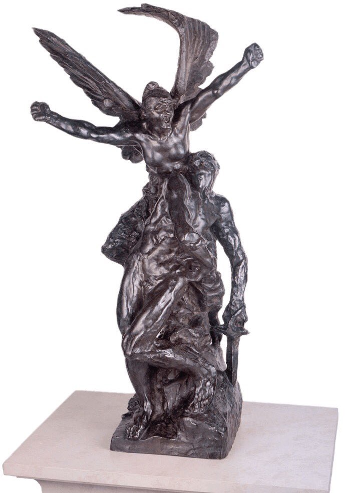 In 1880 he worked at the Sèvres porcelain factory which appealed to his taste for 18th C work. He won the competition to design the portal which resulted in the astounding Gates of Hell (1880-1917) & The Call to Arms (1879)