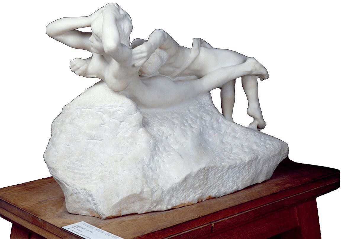 The emotion he imbued his work with seemed almost on the point of exploding the marble. Faun & Nymph (c1886), Psyche-Spring, Surprised Nymph (1886), The Storm (1886-1901) & Love Fleeing (c1887-1900)