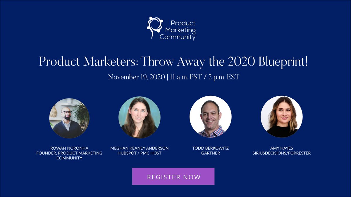 Hey everyone, please join me on Nov. 19 at 2 p.m. ET. as I talk about how to plan for 2021 during a Product Marketing Community webinar. It's a rare chance to hear analysts from different firms share the same (virtual) stage: productmarketingcommunity.co/webinar