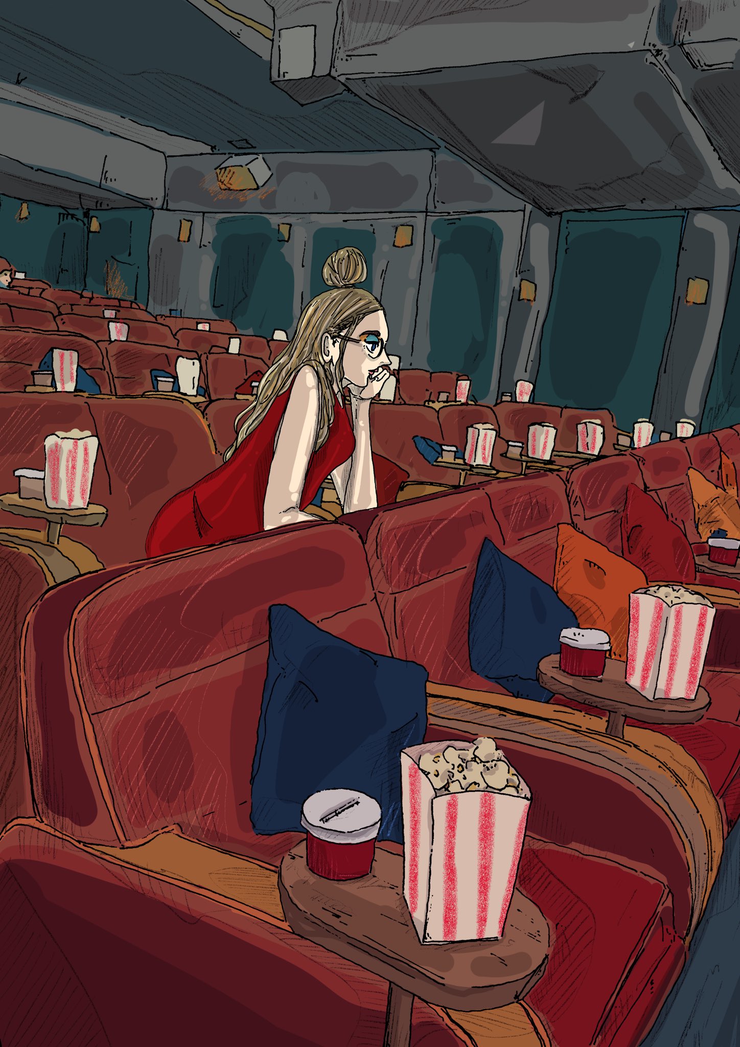 みなみ リン Movie Whach Illustration Digitalillustration Movietheater 映画鑑賞 イラスト デジタルイラスト T Co Rfmdytvt85 Twitter